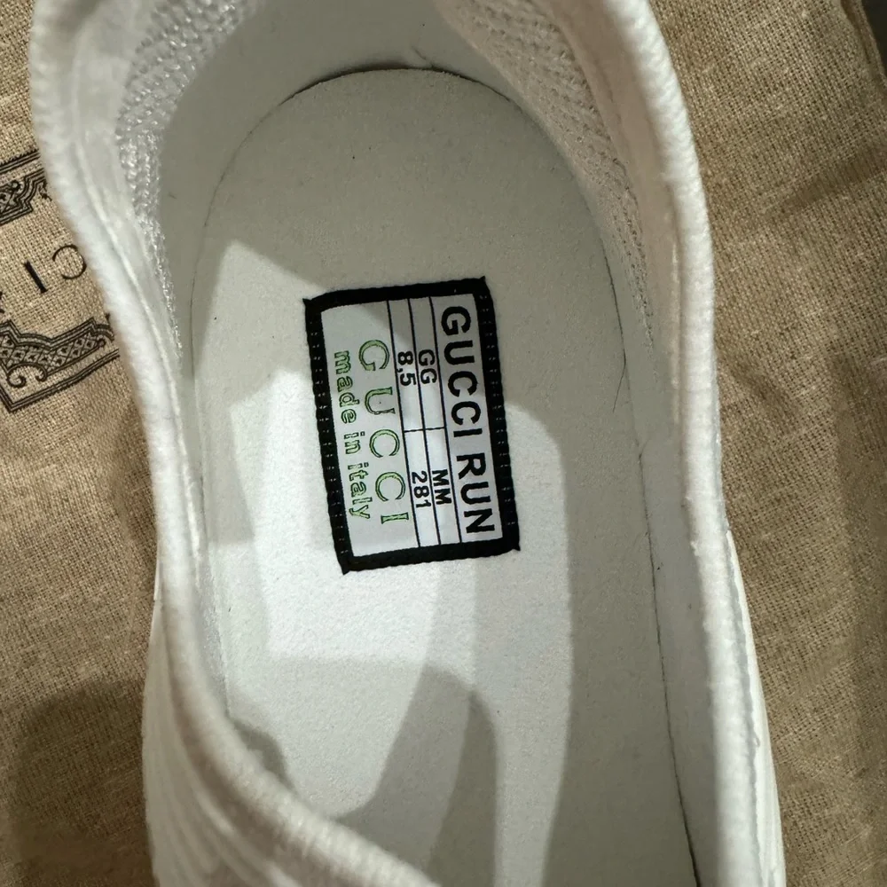 Gucci White Athletic Sneakers with Black Toe and Silver Accent